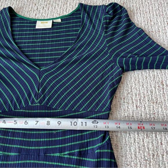ANTHROPOLOGIE MAEVE Flores Blue Green Ribbed Striped Midi Dress Medium - Picture 10 of 15